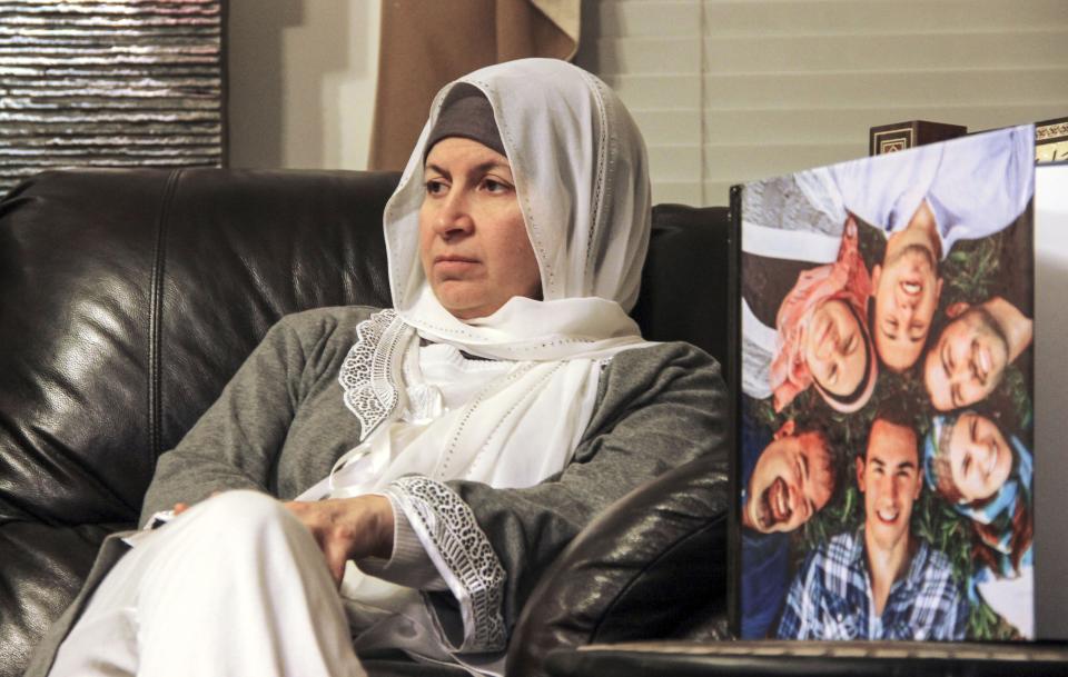 Leila Barakat, mother of shooting victim Deah Shaddy Barakat, spoke with media shortly after the murders in 2015. Her other two children, Farris and Suzanne, delivered powerful testimonies on Wednesday about the loss of their brother. (Photo: Anadolu Agency via Getty Images)