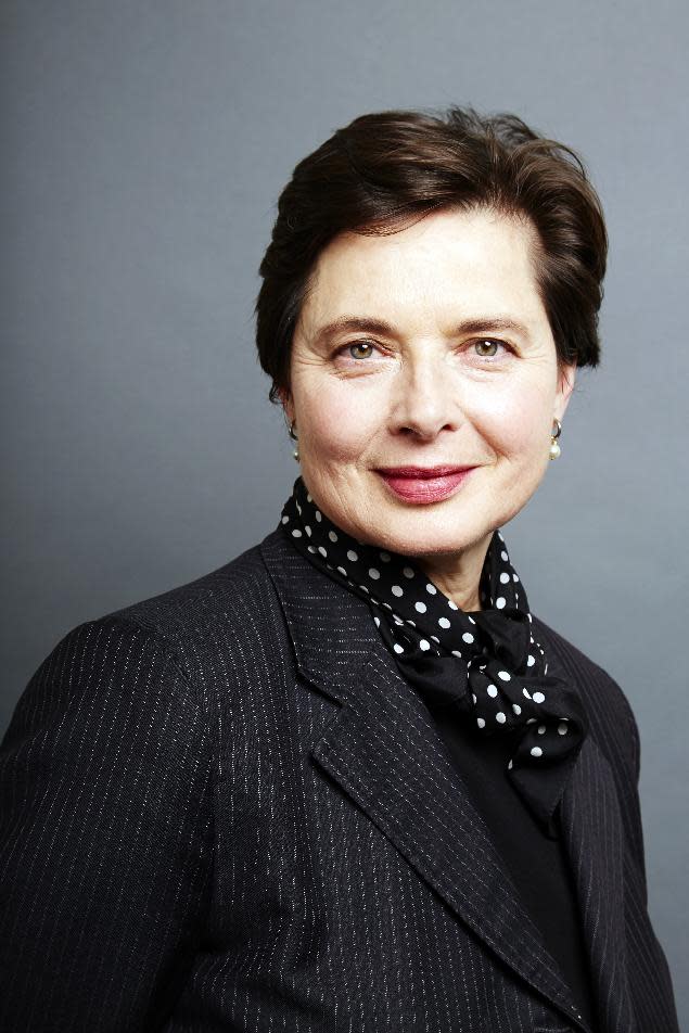 This Dec. 5, 2013 photo shows Italian actress Isabella Rossellini posing for a portrait in New York. Rossellini, 61, has transformed her 40-odd "Green Porno" short films into an hour-long stage show. (Photo by Dan Hallman/Invision/AP)