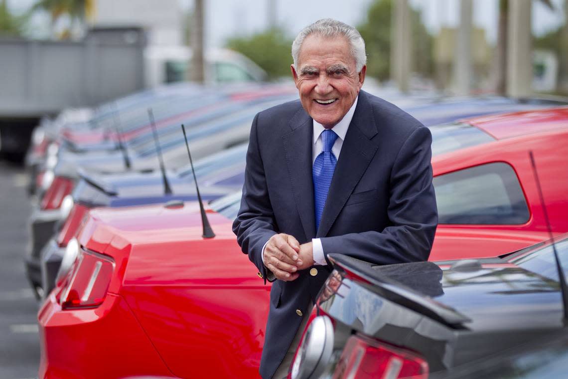 Gus Machado, the name behind Gus Machado Ford car dealerships in South Florida, is seen here in an April 16, 2012 file photo. Machado had been in Miami since 1956. He died on May 16, 2022.