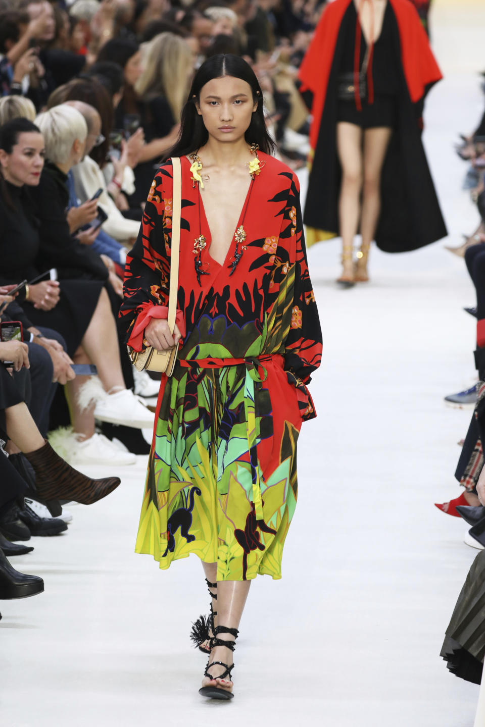 A model wears a creation as part of the Valentino Ready To Wear Spring-Summer 2020 collection, unveiled during the fashion week, in Paris, Sunday, Sept. 29, 2019. (Photo by Vianney Le Caer/Invision/AP)