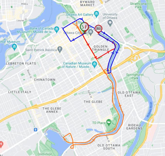 This is the furthest the rolling race weekend road closures stretch on Saturday, May 25.