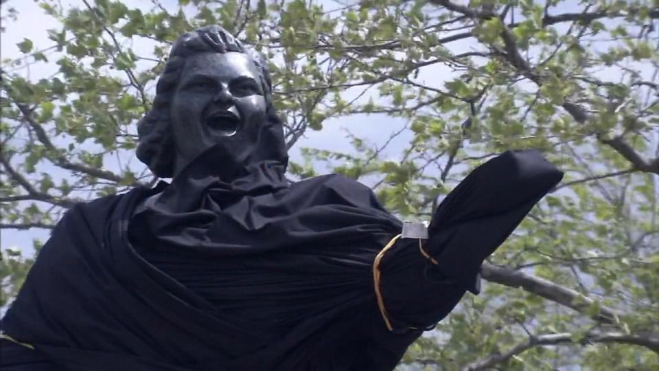 The Philadelphia Flyers first covered up the statue of Kate Smith outside the Wells Fargo Center and then ultimately removed it, as well as pledged to stop using her recording of “God Bless America” as an allegation of racism against the singer has come to light.