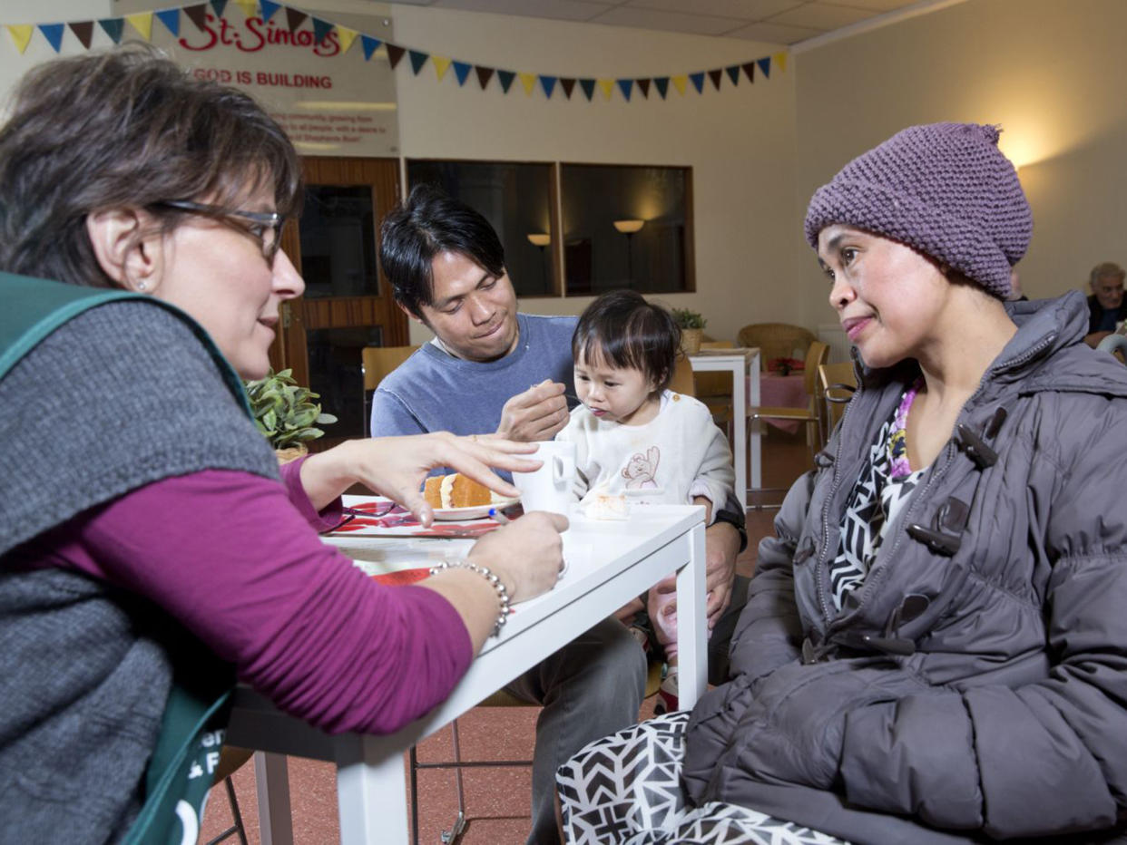 Volunteers and recipients at one of two food banks opened in the borough of Hammersmith and Fulham: Teri Pengilley