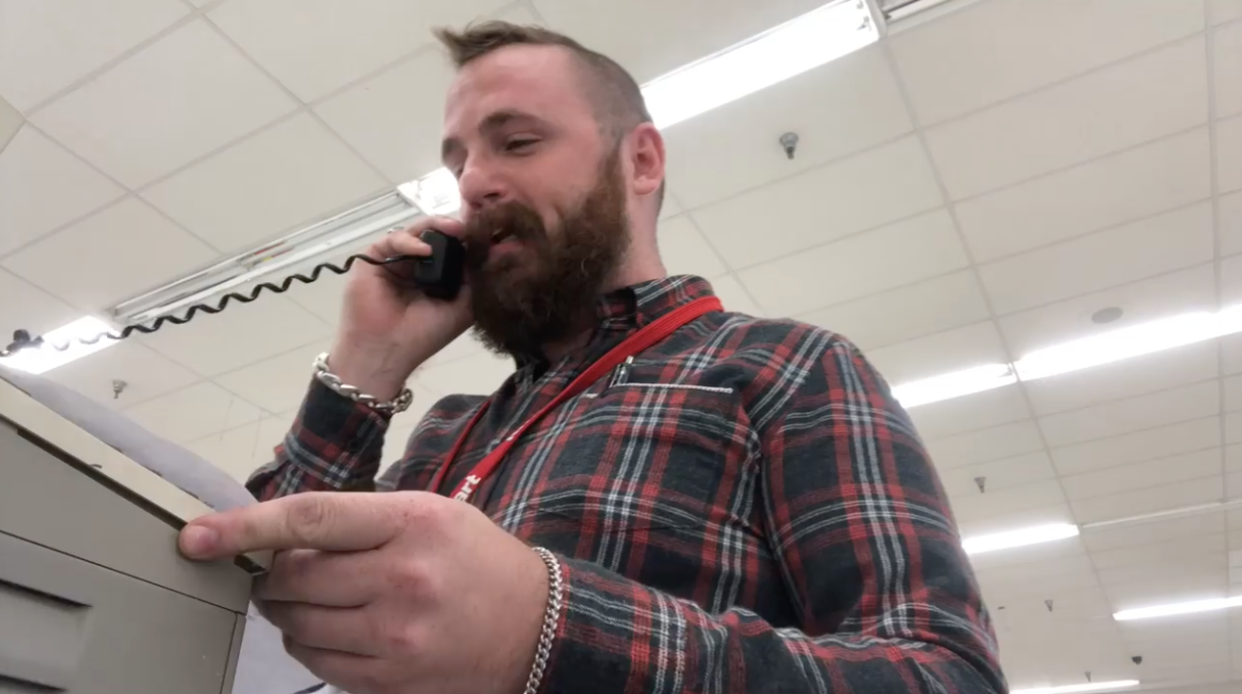 Joshua Englert, manager of the closing Kmart store in McMurray, Penn., says a final farewell to customers. (Photo: Facebook)