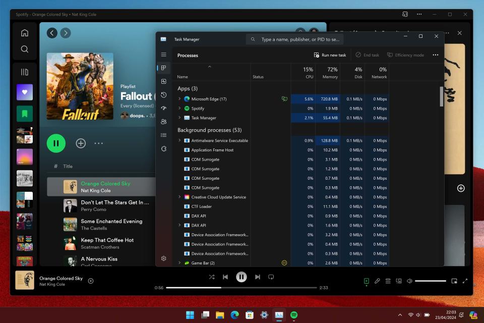Spotify PWA running on a Surface Pro X