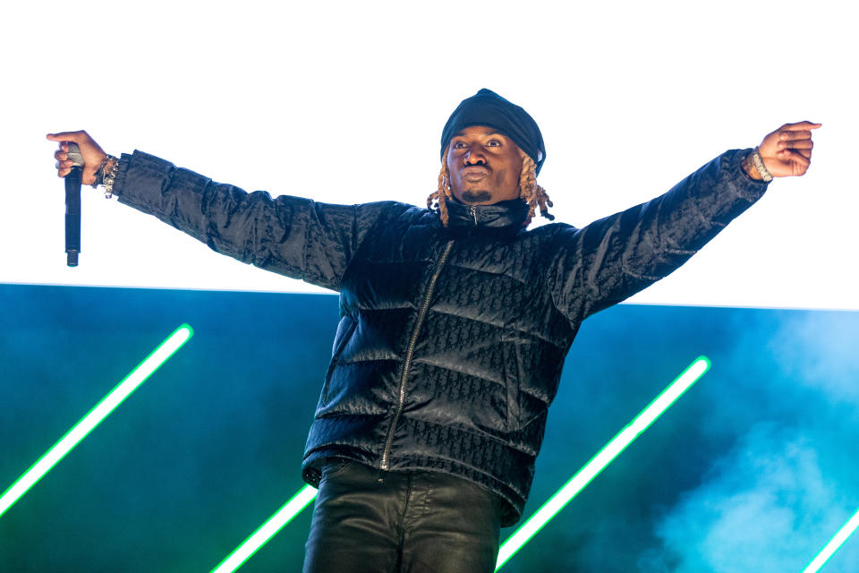 Playboi Carti (Jordan Terrell Carter) during the Day N Vegas Music Festival at the Las Vegas Festival Grounds on November, 2 2019, in Las Vegas, Nevada (Photo by Daniel DeSlover/Sipa USA)