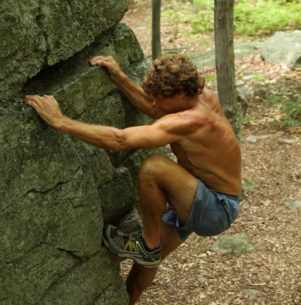 Davis boulder climbing in the Catskills.