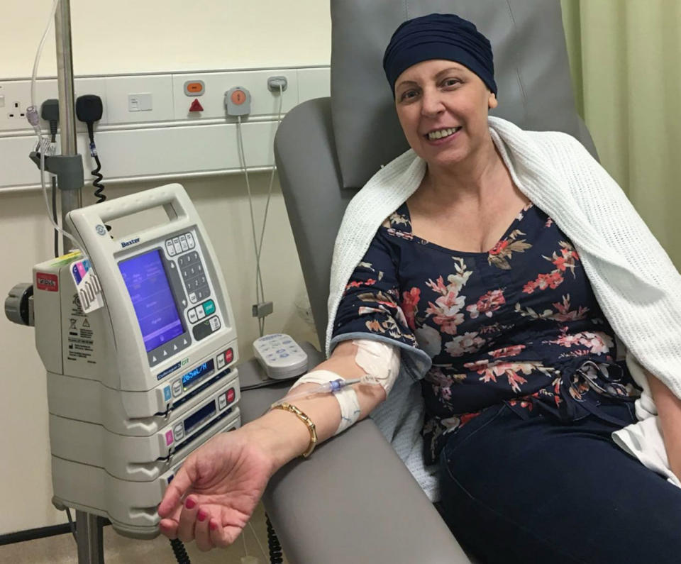 The mum was initially told she would need a mastectomy but has since had chemotherapy, a lumpectomy and 20 sessions of radiotherapy. Source: Caters