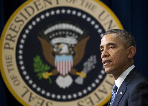 El presidente de EEUU, Barack Obama, durante la presentación de la película 'César Chávez' en la Casa Blanca, en Washington, el 19 de marzo de 2014 (AFP | Saul Loeb)