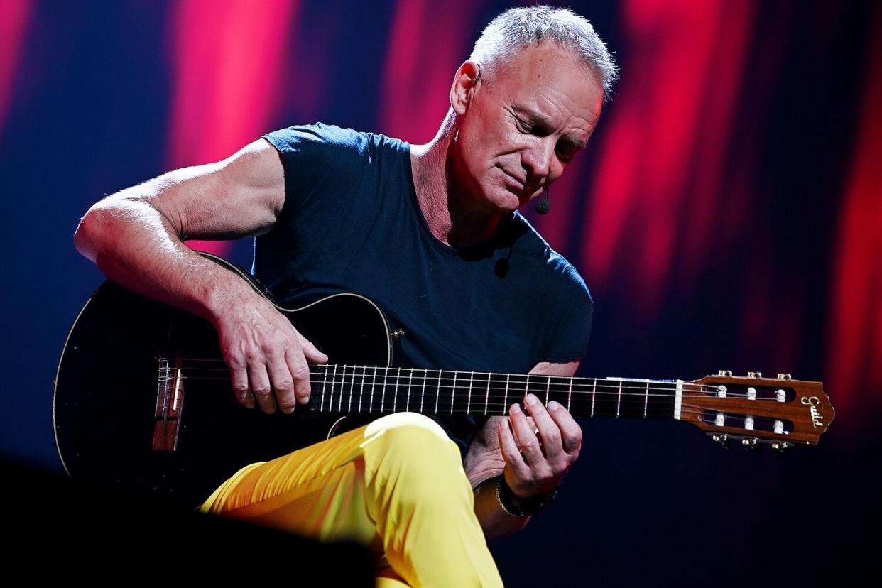 Sting performs during opening night of his residency: "Sting: My Songs" at The Colosseum at Caesars Palace on October 29, 2021 in Las Vegas, Nevada.