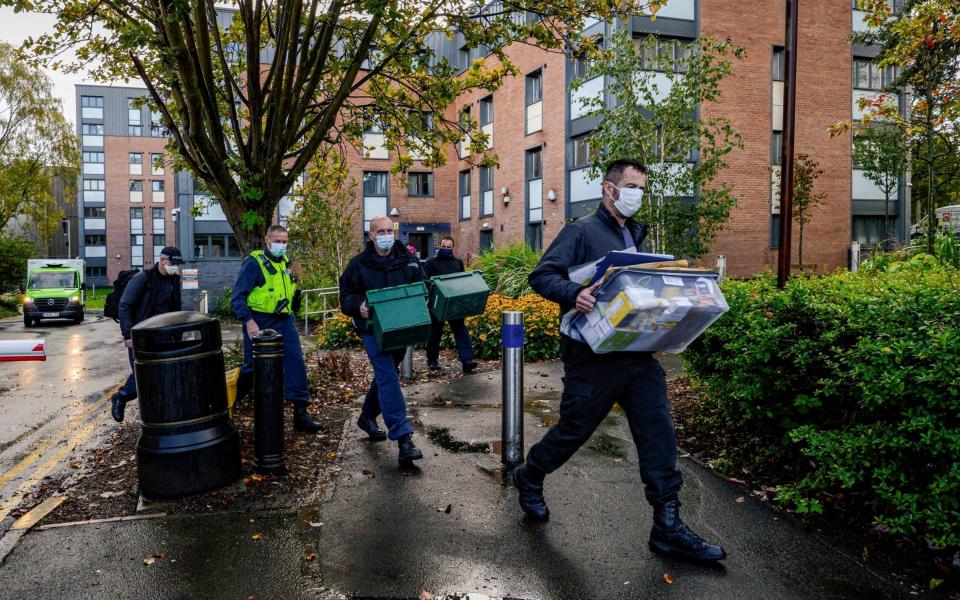 Police teams in the student accommodation area