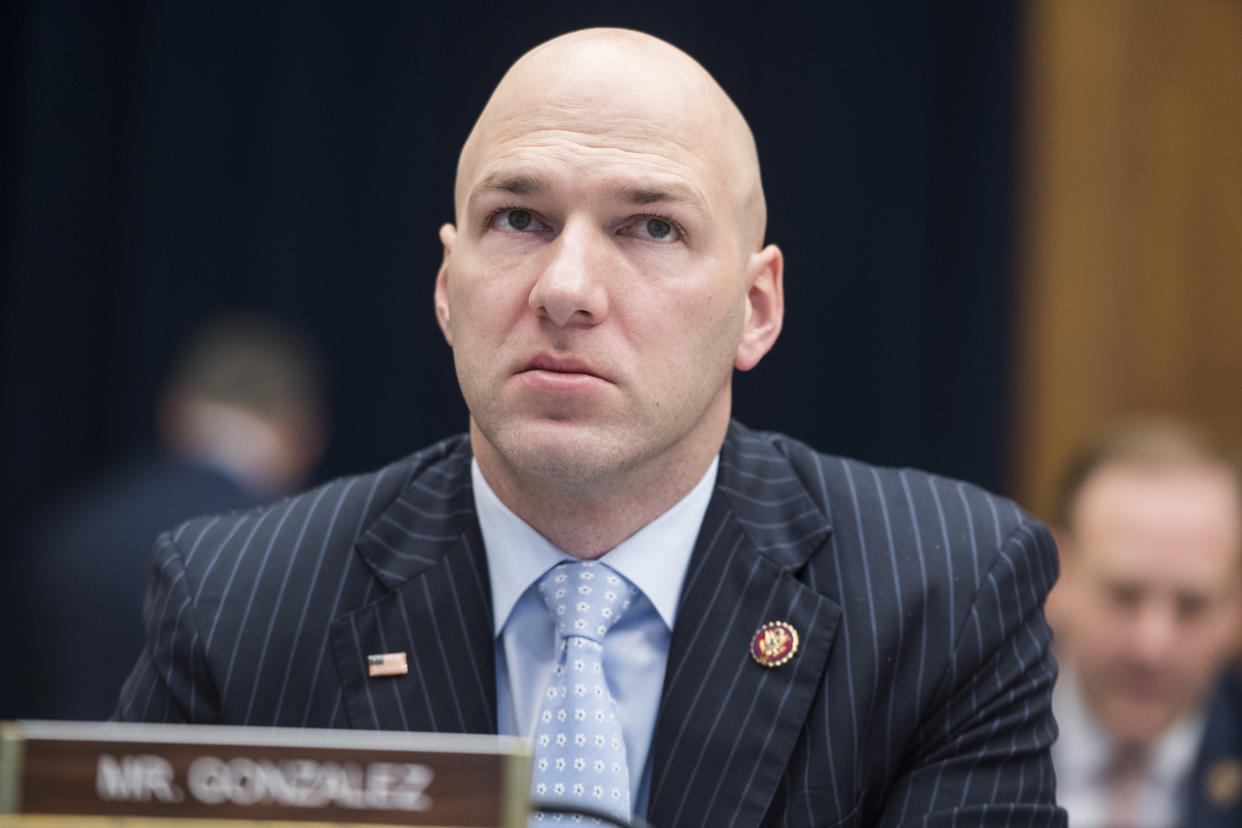 UNITED STATES - JANUARY 30: Rep. Anthony Gonzalez, R-Ohio, attends a House Financial Services Committee organizational meeting in Rayburn Building on Wednesday, January 30, 2019. (Photo By Tom Williams/CQ Roll Call)