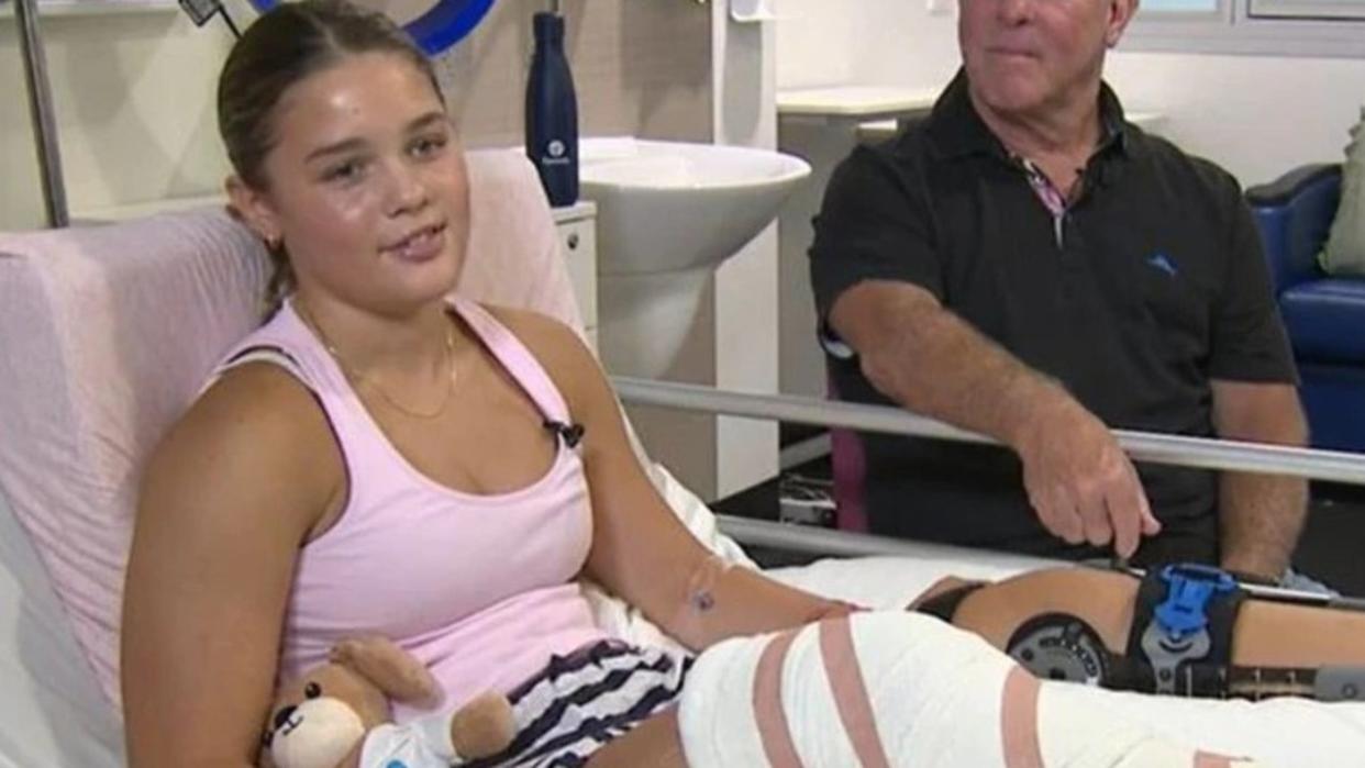 Sarah Jacka, 12, broke both her legs after diving from the cliff. Picture: 7 NEWS