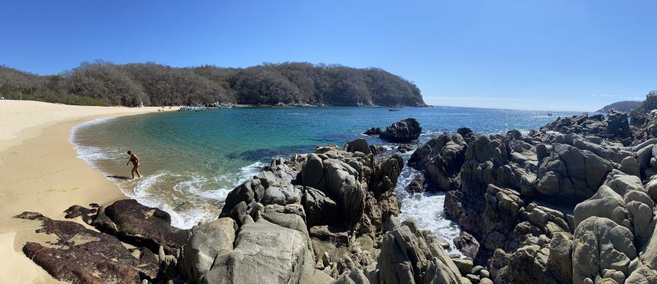 The beach at Huatulco National Park in Oaxaca, Mexico.