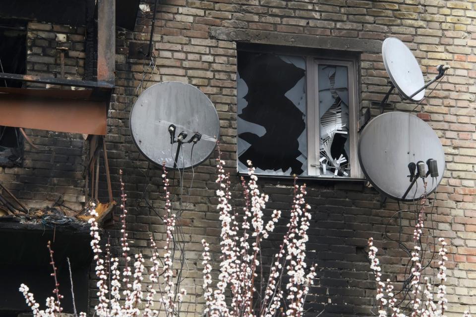 Ukraine Hostomel satellite dishes