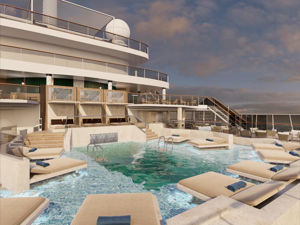 A rendering aboard Explora Journeys' cruise ship.