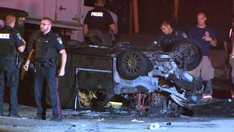 Car crashes, burns after driver clashes with motorcycle riders in road rage incident