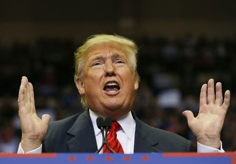 Republican presidential candidate Donald Trump speaks during a campaign rally at the University of South Florida on February 12, 2016 in Tampa