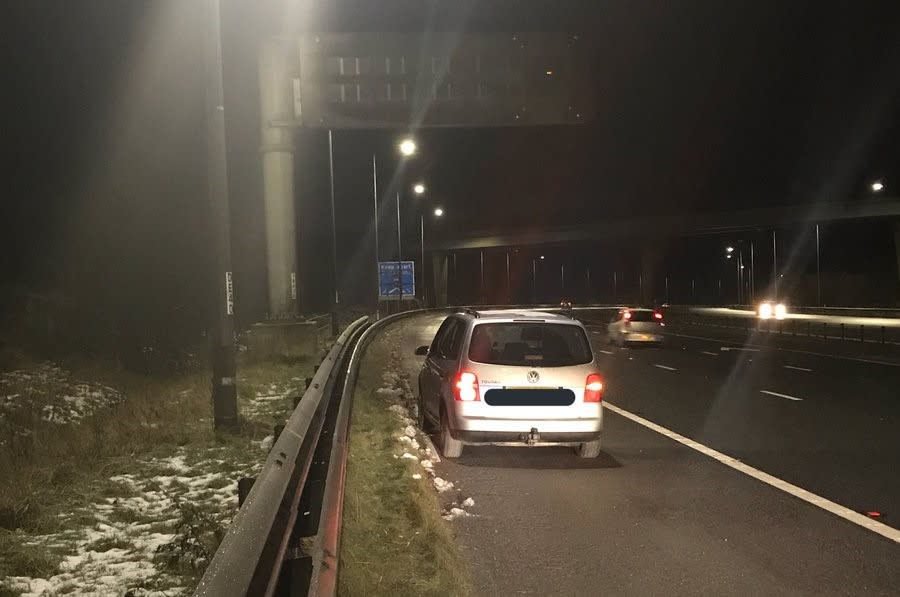 The VW car was stopped on the M62 by traffic police and later seized (Twitter/West Yorks RPU)