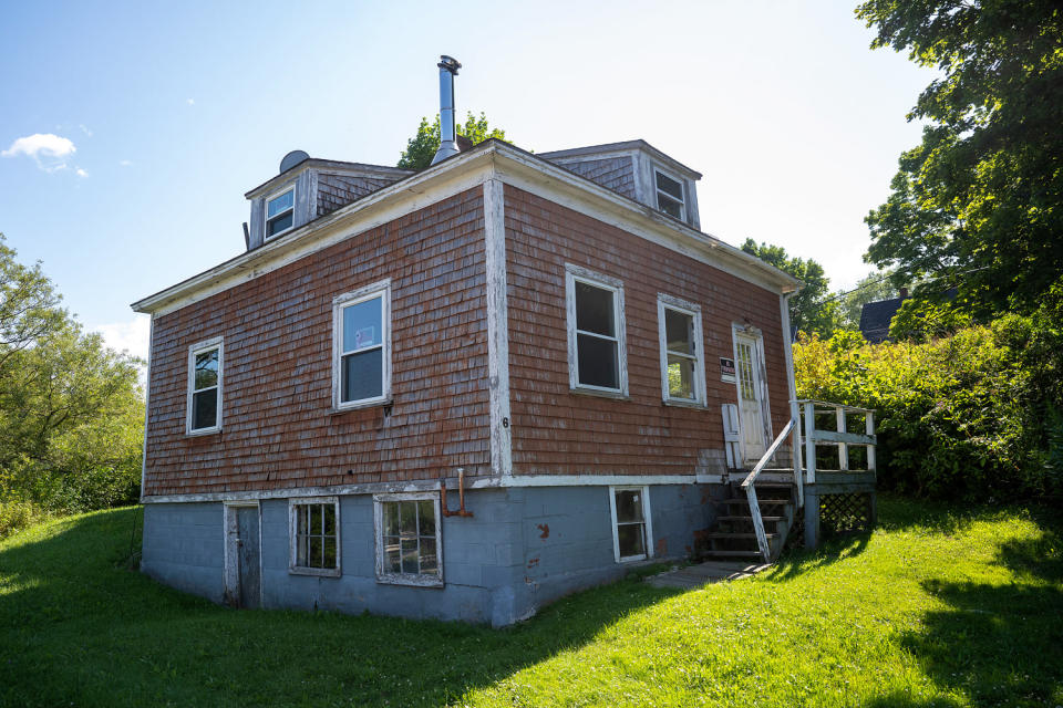 rockland maine vacationland no trespassing sign abandoned house (Michael G. Seamans for NBC News)