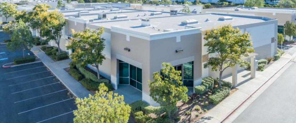 Aerial View Of Industrial Commerce Office Buildings.