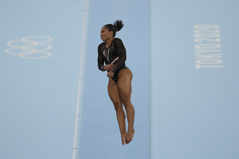 Jordan Chiles trains on the vault for the artistic gymnastics at Ariake Gymnastics Centre venue. - Credit: Natacha Pisarenko/AP