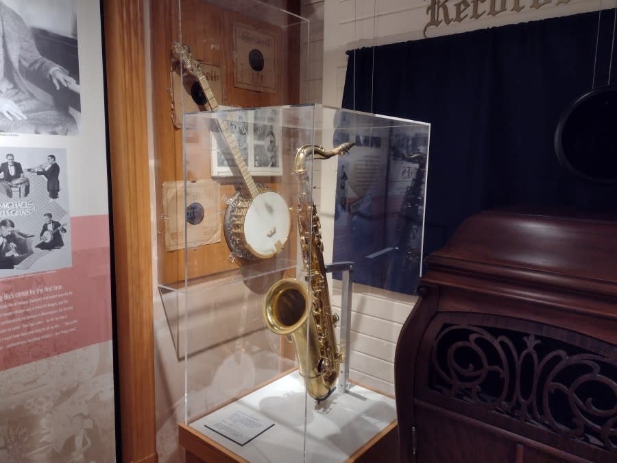 The 1923 Don Murray tenor sax, normally on display in the museum.