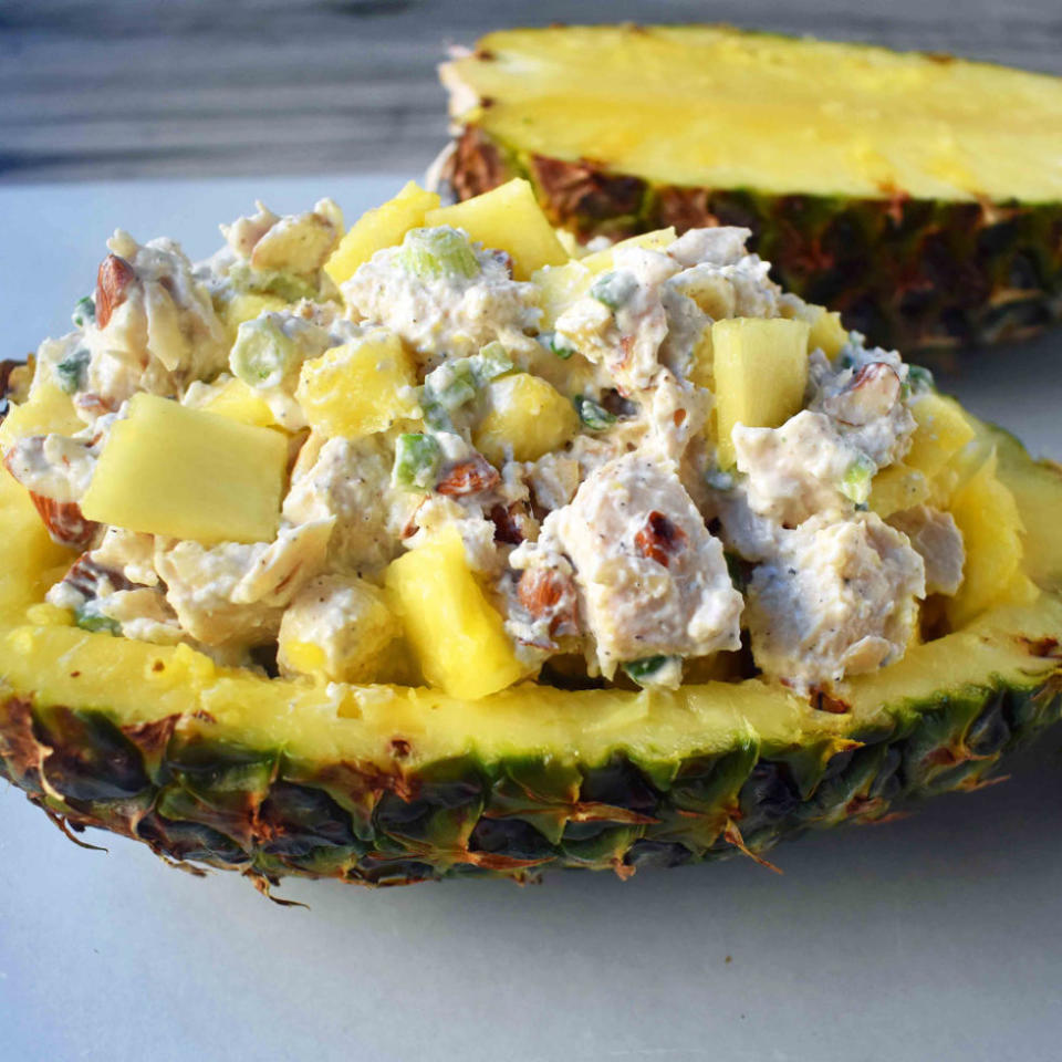 <p>Speaking of <a rel="nofollow noopener" href="http://www.redbookmag.com/food-recipes/a44103/cutting-pineapples/" target="_blank" data-ylk="slk:pineapples;elm:context_link;itc:0;sec:content-canvas" class="link ">pineapples</a> and chicken... Swap in Greek yogurt instead of mayonnaise for a <em>much </em>healthier variation of the typical deli-bought chicken salad, which also uses pineapple, almonds, and green onions.</p><p><strong>Get the recipe at <a rel="nofollow noopener" href="http://www.modernhoney.com/healthy-tropical-chicken-salad/" target="_blank" data-ylk="slk:Modern Honey;elm:context_link;itc:0;sec:content-canvas" class="link ">Modern Honey</a>.</strong><br></p>