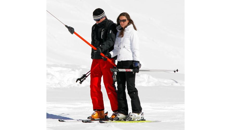 kate and william using t-bar lift in switzerland 