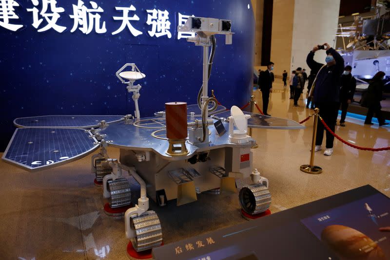 Replica of the Tianwen-1 Mars rover is displayed at exhibition in National Museum in Beijing