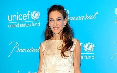 Sarah Jessica Parker is feathered and dyed at the UNICEF Snowflake Ball in NYC