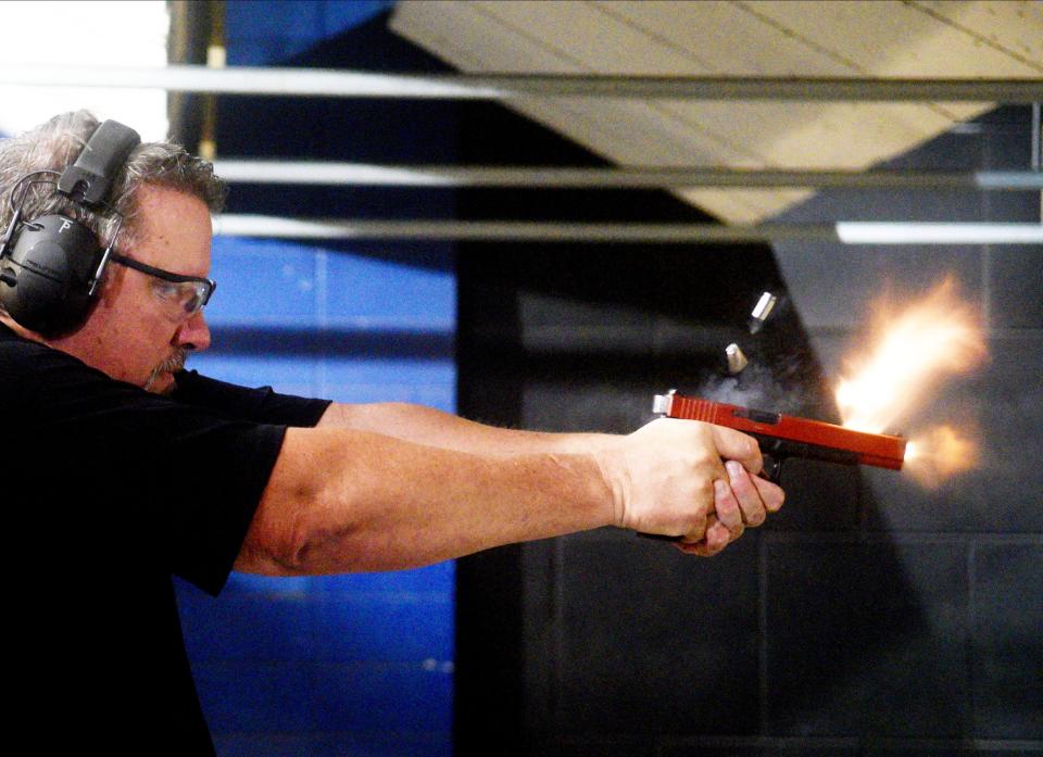 Tony Pierce, a special agent for the federal Bureau of Alcohol, Tobacco, Firearms and Explosives in Louisiana, demonstrates a Glock switch July 26, 2022. He gave the demonstration at the Shreveport Police Department training academy.