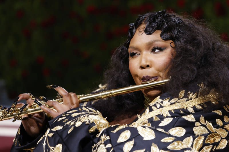 Lizzo performed the "Lord of the Rings" song "Concerning Hobbits" on recorder while dressed as Legolas during a visit to Hobbiton. File Photo by John Angelillo/UPI