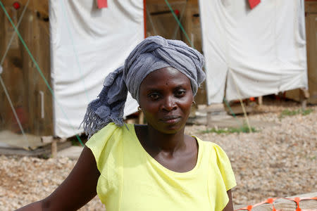 Ebola survivor Jeanine Masika Mbuka Furana Katungu poses for a photo at the Biosecure Emergency Care Units (CUBE) at the Alima Ebola treatment centre in Beni, the Democratic Republic of Congo, April 1, 2019. Picture taken April 1, 2019. REUTERS/Baz Ratner