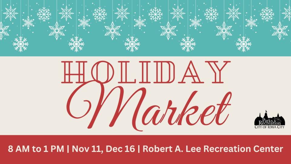 From 8 a.m. to 1 p.m. on Nov. 11, the City of Iowa City’s Parks and Recreation Department’s annual Holiday Market will be hosted at Robert A. Lee Recreation Center.