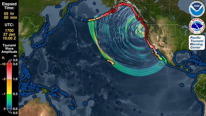 The earthquake generated a tsunami that smashed into the Pacific coastline and areas throughout the Pacific Ocean.