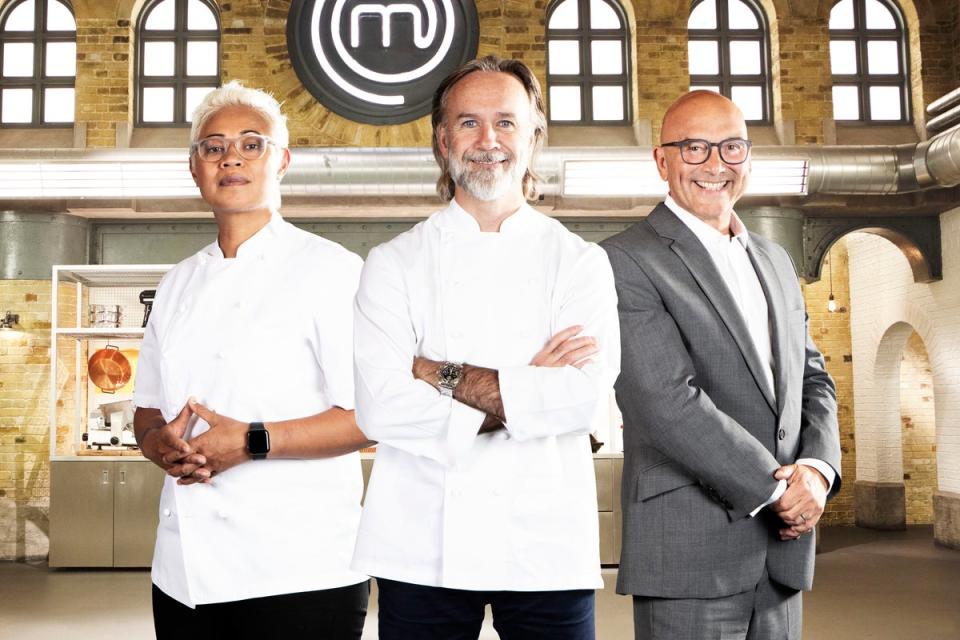 Wareing (centre), with  Monica Galetti and Gregg Wallace, is now a judge on Masterchef (BBC/Shine TV)