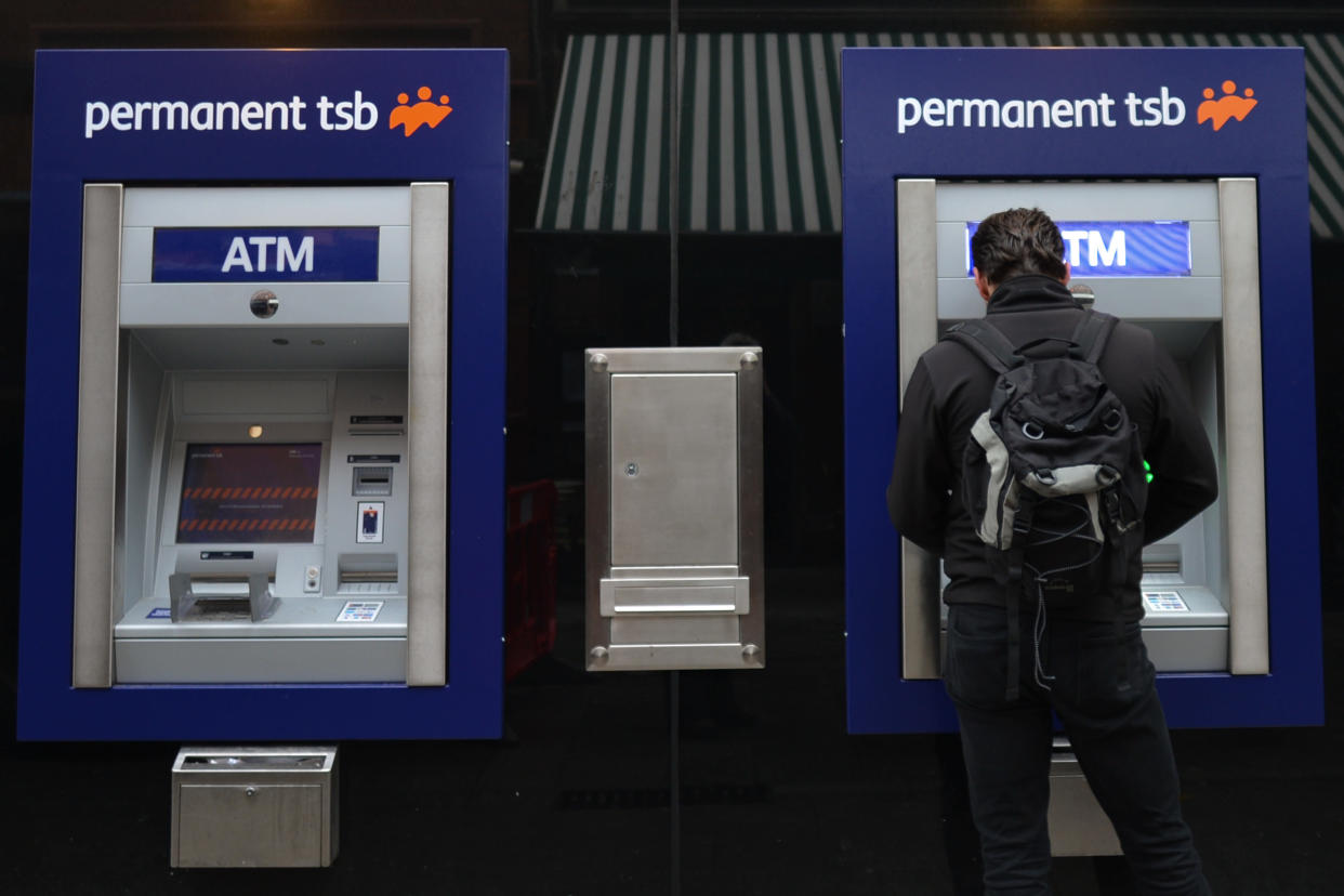 A view of the Permanent TSB cash machines in Dublin City Center. On Thursday, November 22, 2018, in Dublin, Ireland. (Photo by Artur Widak/NurPhoto via Getty Images)