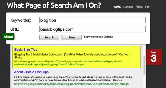 Increase search rankings with WhatPageofSearchamIon.com