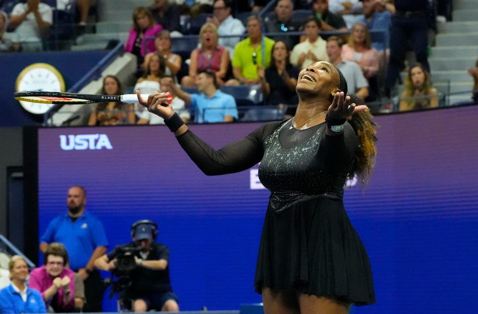 Serena Williams  after an ace to Anett Kontaveit.