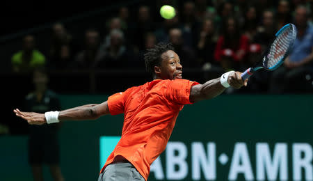 Tennis - ATP 500 - Rotterdam Open - Rotterdam Ahoy, Rotterdam, Netherlands - February 17, 2019 France's Gael Monfils in action during his Final match against Switzerland's Stan Wawrinka REUTERS/Yves Herman