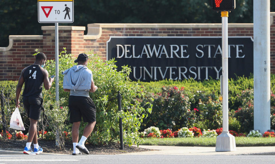 Delaware State University students enter the Dover campus. (William Bretzger  / Delaware News Journal via USA Today Network)