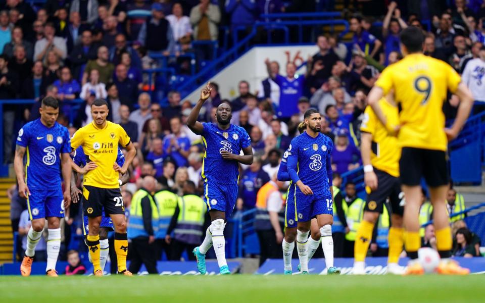 Romelu Lukaku celebrates scoring Chelsea's second goal -  PA