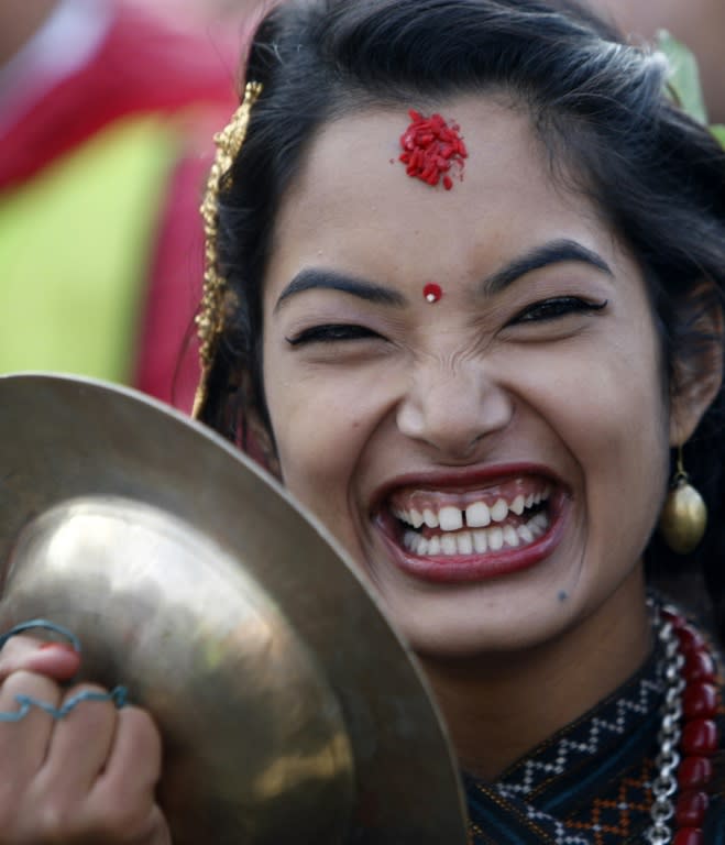 A member of Nepal's ethnic Newar community takes part in celebrations to mark the Newar New Year or 'Nepal Sambat' in Kathmandu on October 31, 2016