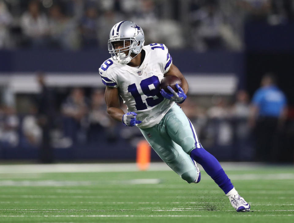 Amari Cooper, pictured here last week against Seattle, scored early against Los Angeles. (Getty)