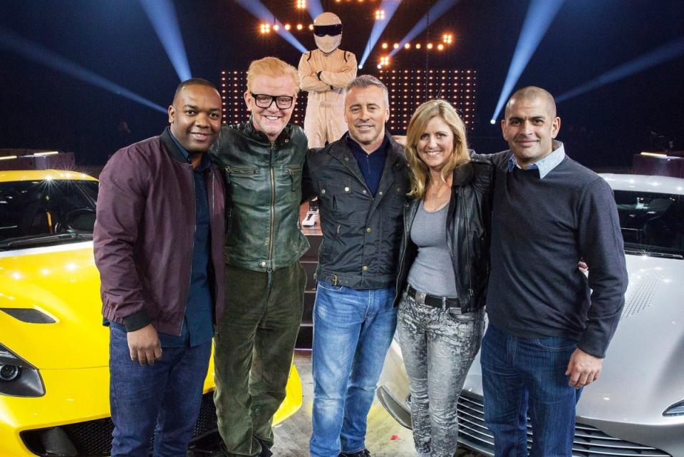 Top Gear presenters (left to right) Rory Reid, Chris Evans, Matt LeBlanc, Sabine Schmitz and Chris Harris in 2016 (PA)