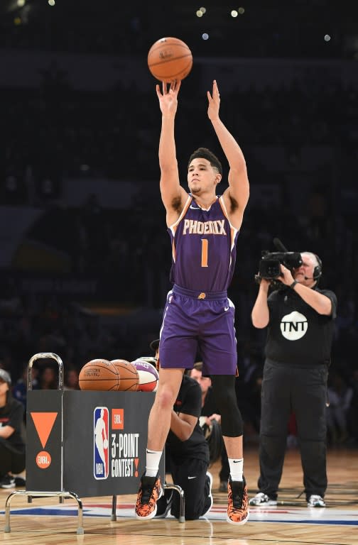 Devin Booker of the Phoenix Suns won the three-point shooting contest in superb fashion at the 2018 NBA All-Star Game skills competition