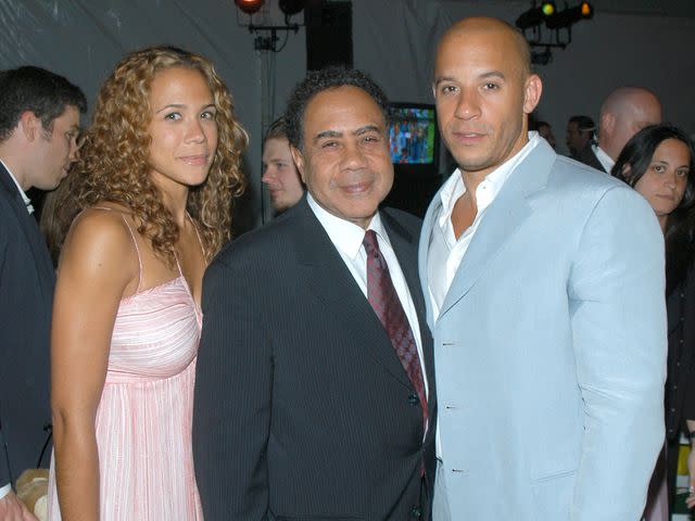 <p>Djamilla Rosa Cochran/WireImage</p> Vin Diesel with his sister and his father during "Build-A-Bear Workshop" at Fresh Air Fund Spring Gala 2005