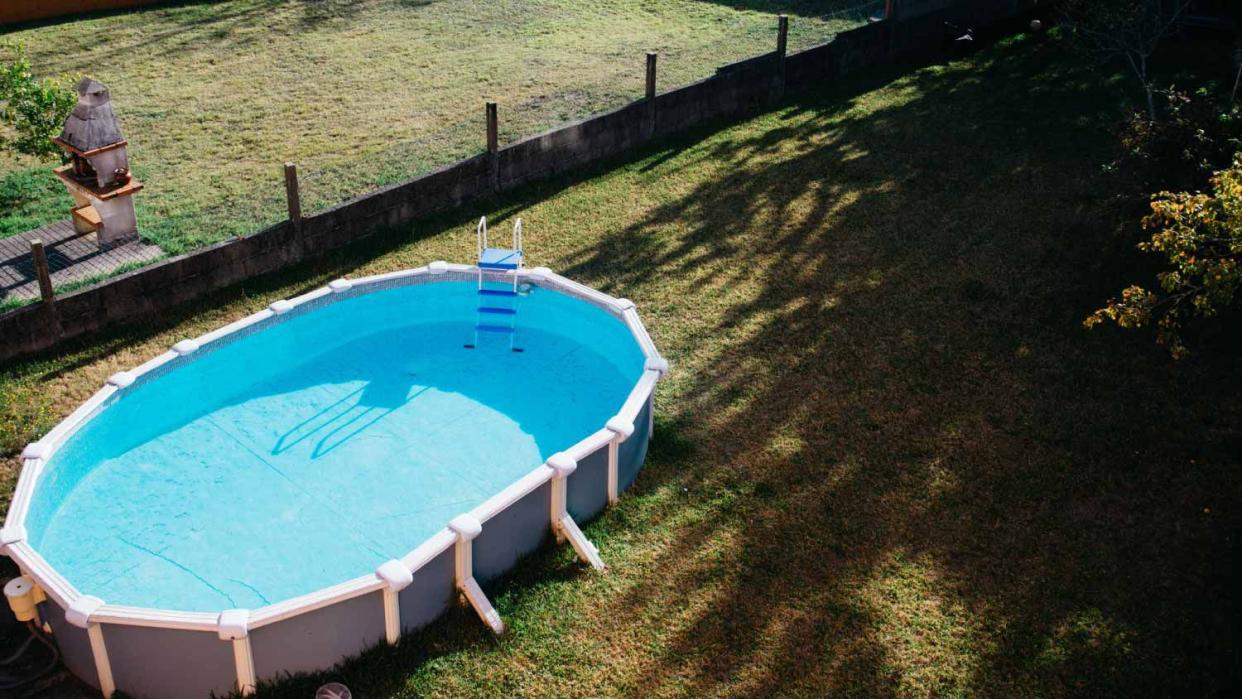 An above ground pool