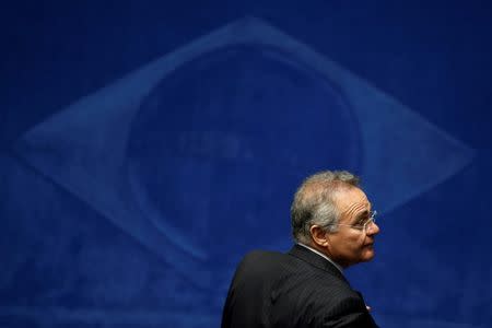 Brazil's Senate President Renan Calheiros looks on during the final session of debate and voting on suspended President Dilma Rousseff's impeachment trial in Brasilia, Brazil, August 26, 2016. REUTERS/Ueslei Marcelino